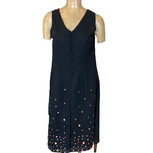 Parsley & Sage Sleeveless Midi Tunic Top Button-Up Slits Mirror Beads M #103M